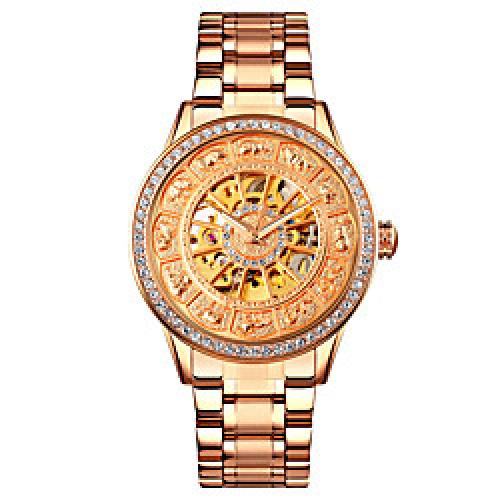 SKMEI Voor heren mechanische horloges Automatisch opwindmechanisme Formele Stijl Moderne Style Luxe Waterbestendig Hol Gegraveerd Lichtgevend Analoog Rose Goud Gouden Silver Goud Een jaar miniinthebox
