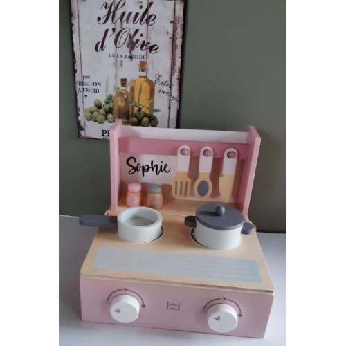 ''Label Label'' houten kookfornuis roze (met naam)