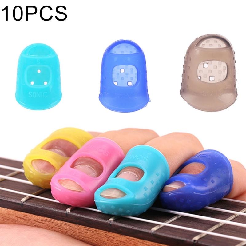 10 stuks Guitar Ukulele snaarinstrument vinger Protector anti-pijn vinger Cap in willekeurige kleur Delivery(Size: L)