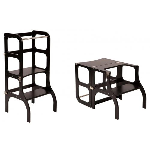 Ette Tete Leertoren Step'n Sit | Inklapbaar tot tafel en stoel | Zwart met zilver