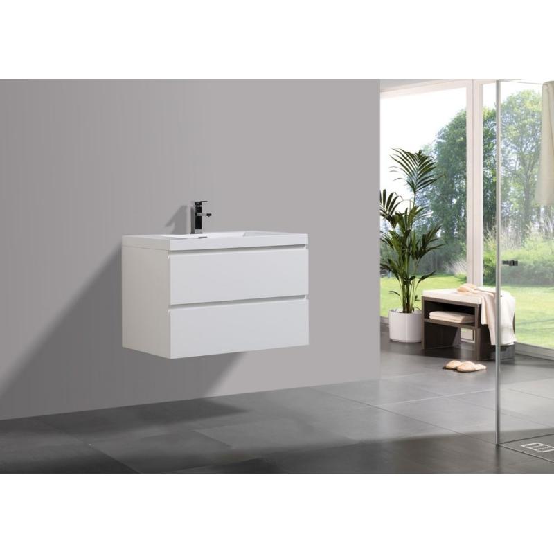 STILO Badmeubel greeploos 80 cm hoogglans wit met softclose