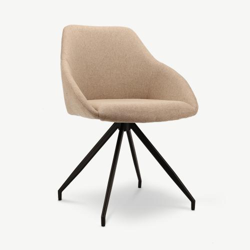 -€80 Venice draaibare eetkamerstoel. Eetkamerstoel met armleuning beige. Eetkamerstoel draaibaar. Eettafel stoelen draaibaar. Eettafel stoel.