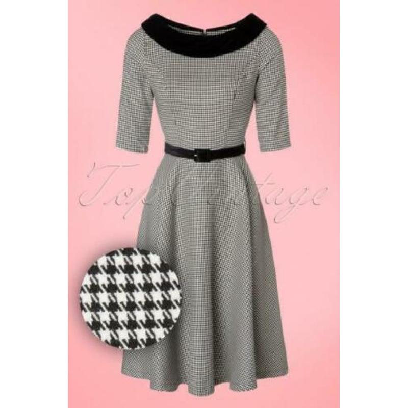 Hell Bunny Jackson houndstooth pinup jurk maat s