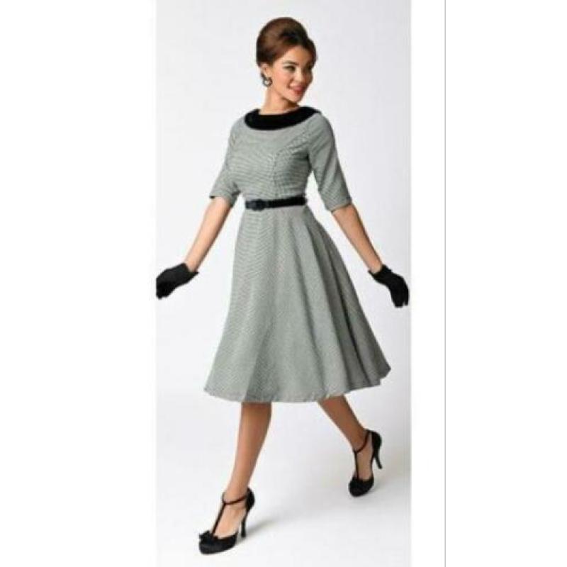 Hell Bunny Jackson houndstooth pinup jurk maat s
