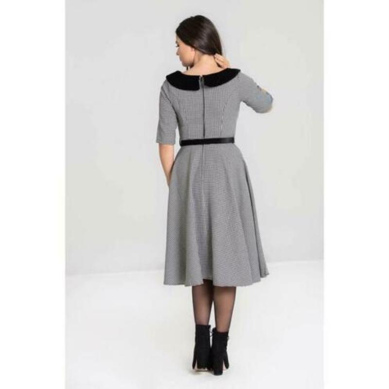 Hell Bunny Jackson houndstooth pinup jurk maat s