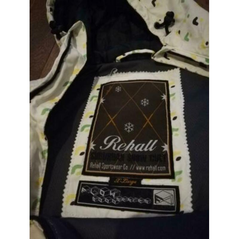 Snowboardjas Rehall wit met patroontje maat L