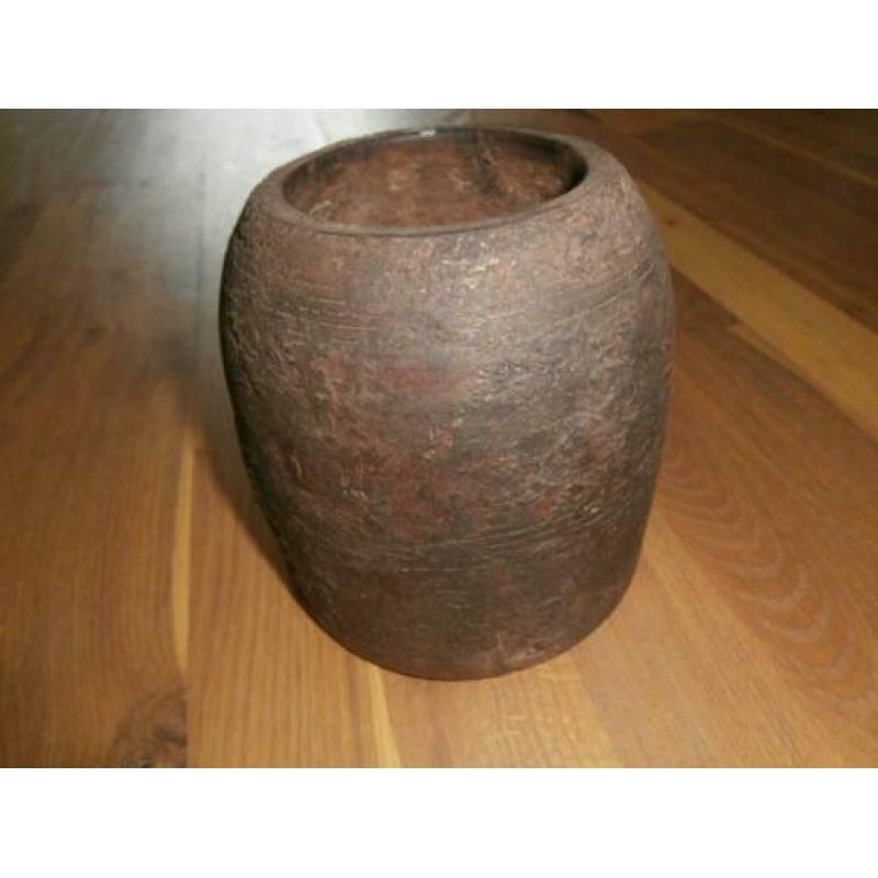 India Nepal oude houten potten, maatbekers