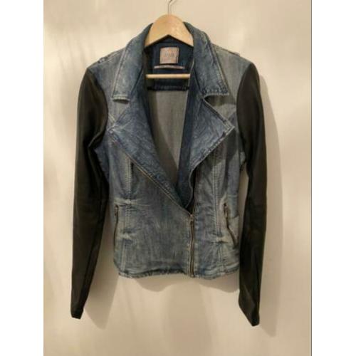 Guess jeans jack met leren mouwen