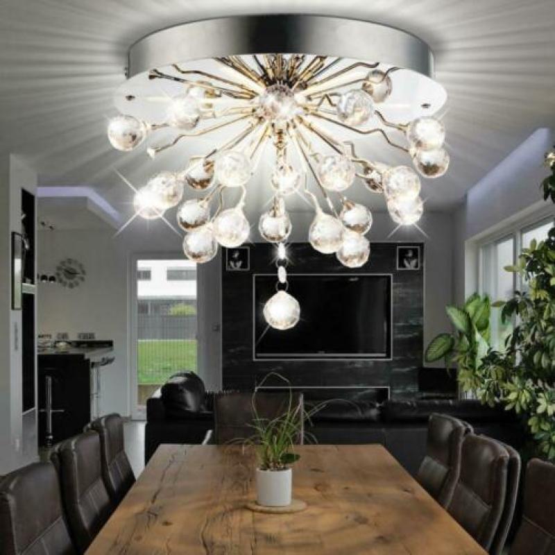 Luxe LED-Plafondlamp Eetkamer Woonkamer Chroom Kristallen