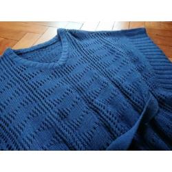 Donkerblauwe, gebreide poncho van EDC by Esprit NIEUW Maat L
