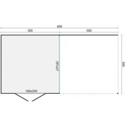 Tuinhuis-Blokhut Telma met overkapping: 300+298x300cm