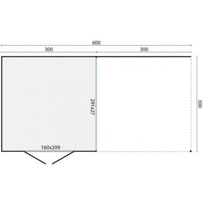 Tuinhuis-Blokhut Telma met overkapping: 300+298x300cm