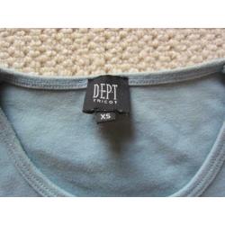 blauwe longsleeve met opdruk van dept, maat xs