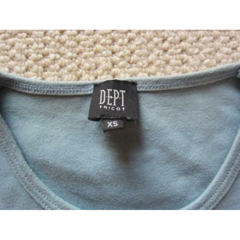 blauwe longsleeve met opdruk van dept, maat xs