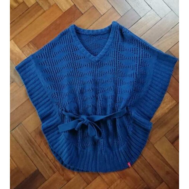 Donkerblauwe, gebreide poncho van EDC by Esprit NIEUW Maat L