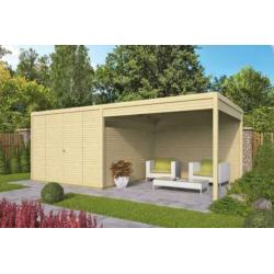 Tuinhuis-Blokhut Telma met overkapping: 300+298x300cm