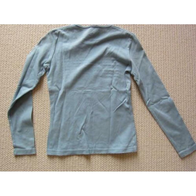 blauwe longsleeve met opdruk van dept, maat xs