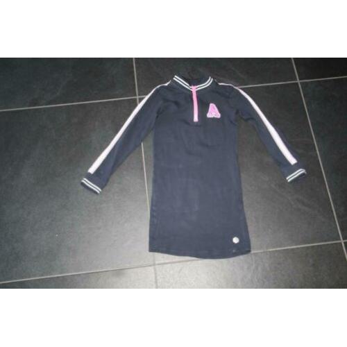 Blauwe jurk met Roze + Zilveren accenten