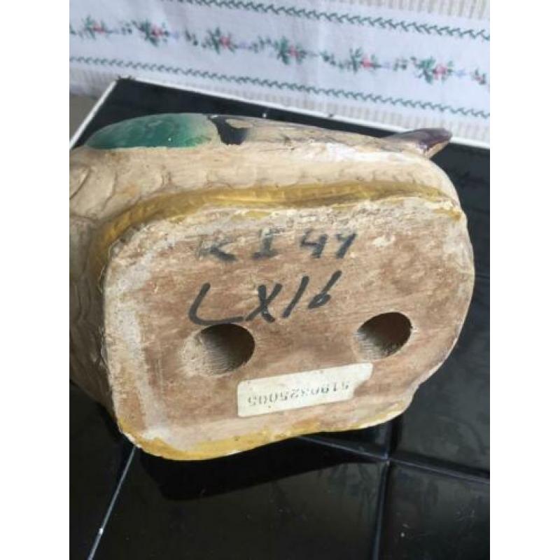 houten veelkleurige kip brocante