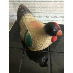houten veelkleurige kip brocante
