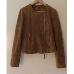 PINKO crazy chiodo bruin suede jack maat 38