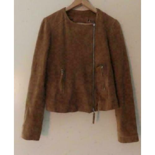 PINKO crazy chiodo bruin suede jack maat 38