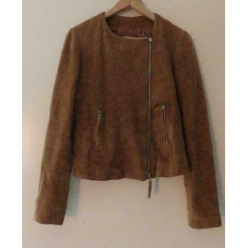 PINKO crazy chiodo bruin suede jack maat 38