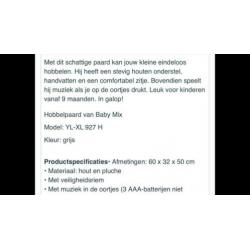 Pluche hobbelpaard met muziek: nieuw in verpakking