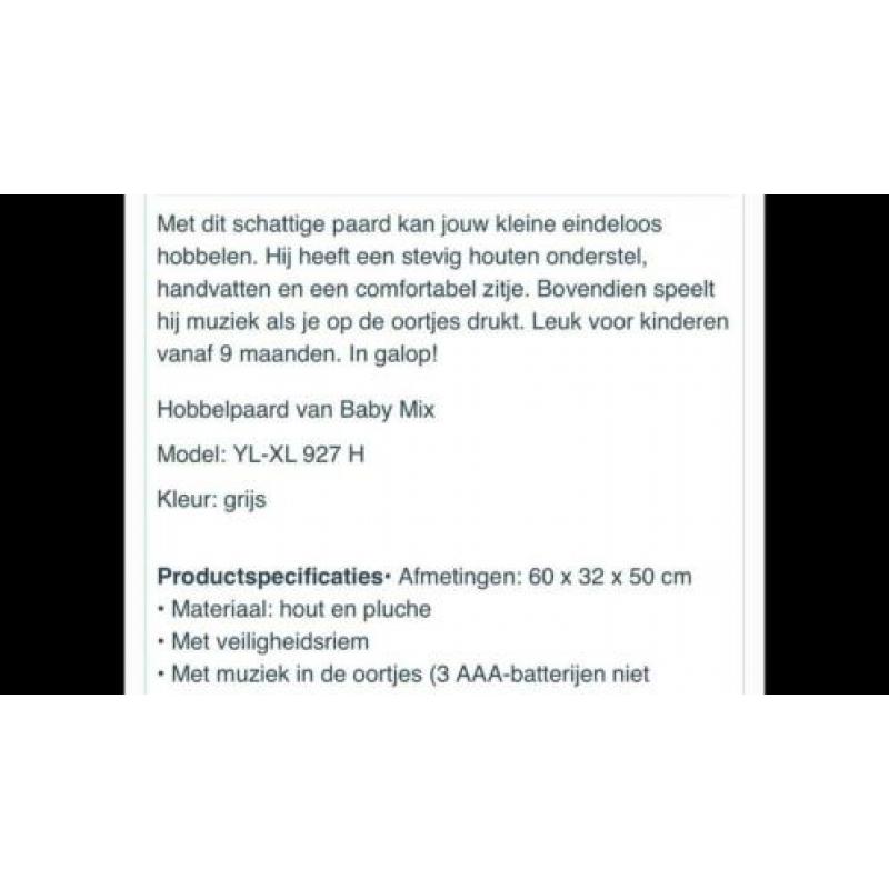 Pluche hobbelpaard met muziek: nieuw in verpakking