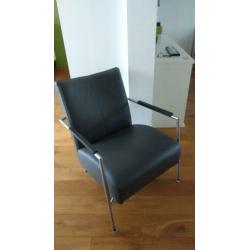 Design fauteuil antraciet leer