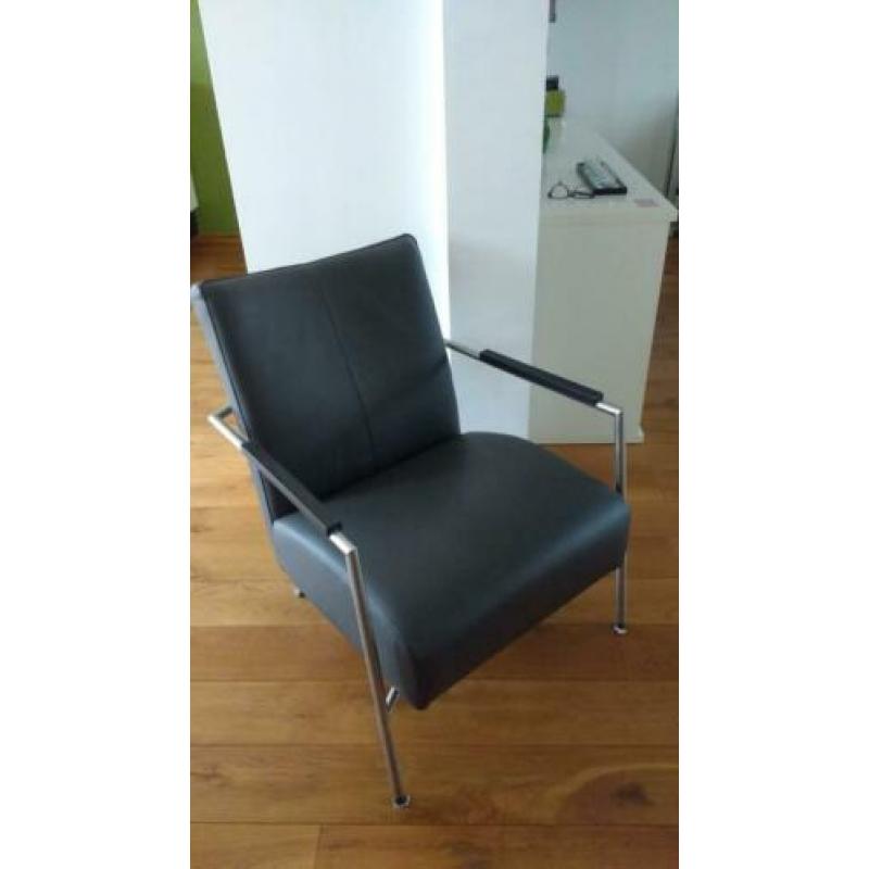 Design fauteuil antraciet leer