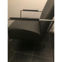 Design fauteuil antraciet leer