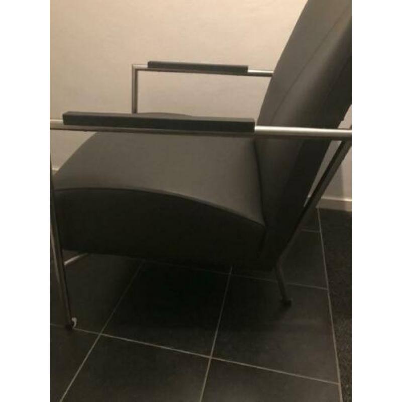 Design fauteuil antraciet leer