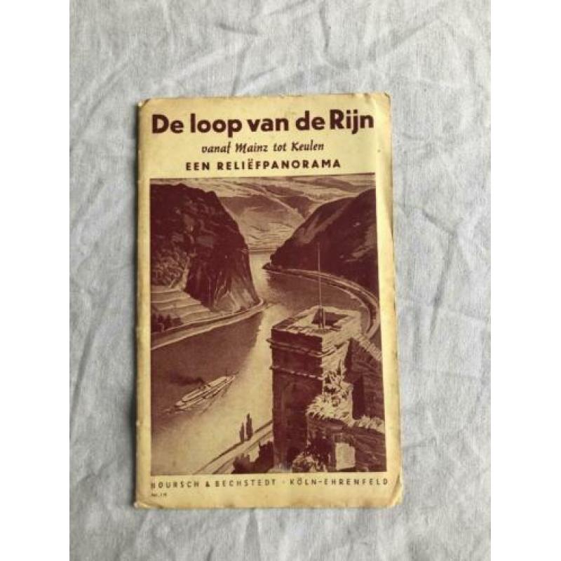 Oude vintage landkaart/uitklapkaart De loop van de Rijn Rij