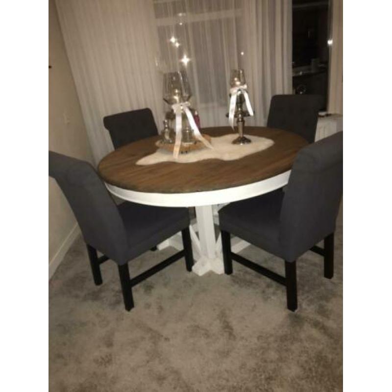 4 grijze eetkamer stoelen