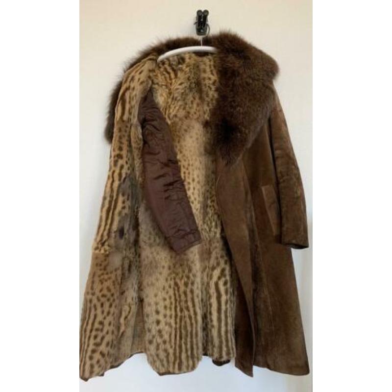Bruine leren winterjas