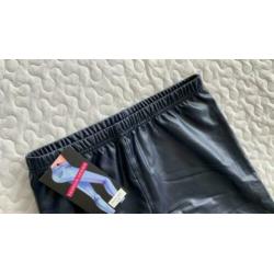Donkerblauwe legging, lederlook, maat S/M, nieuw