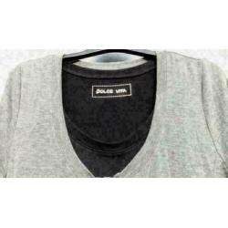 DOLCE VITA dubbellaags grijs/zwart stretch tuniek mt M