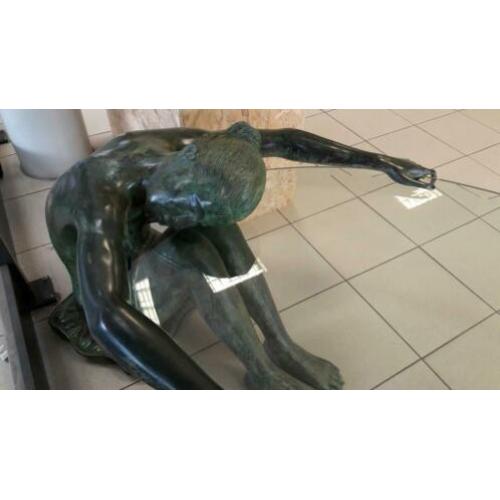 Uniek salontafel bronzen beeld van naakte vrouw