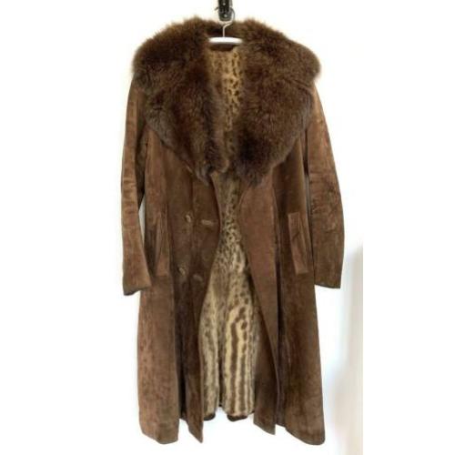 Bruine leren winterjas