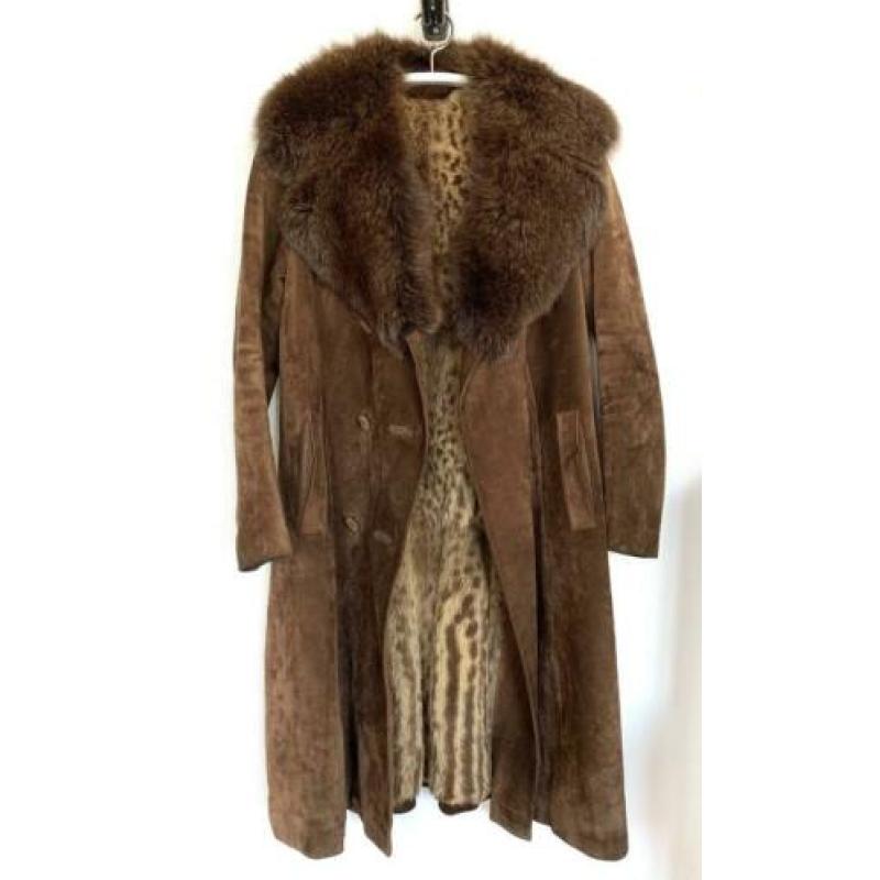 Bruine leren winterjas