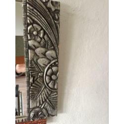 Spiegel art deco jaren 30 zilver hout vintage bloemen