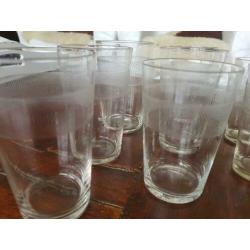 Antieke waterglazen sap glazen glas kristal geslepen p.p.st.