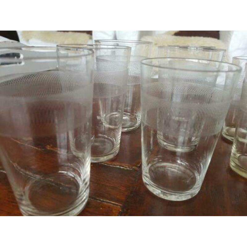 Antieke waterglazen sap glazen glas kristal geslepen p.p.st.