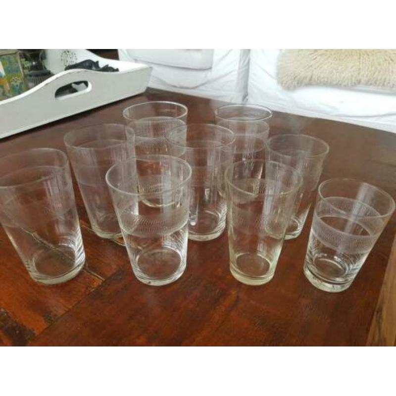Antieke waterglazen sap glazen glas kristal geslepen p.p.st.