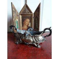 kleine koperen jardinaire, art nouveau stijl
