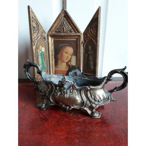 kleine koperen jardinaire, art nouveau stijl