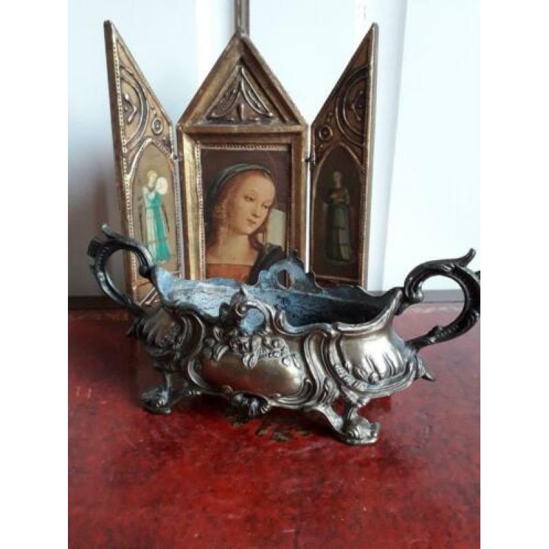 kleine koperen jardinaire, art nouveau stijl