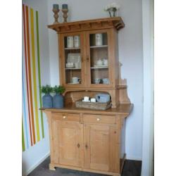 Vintage oud grenen broodkast / bordenkast keukenkast