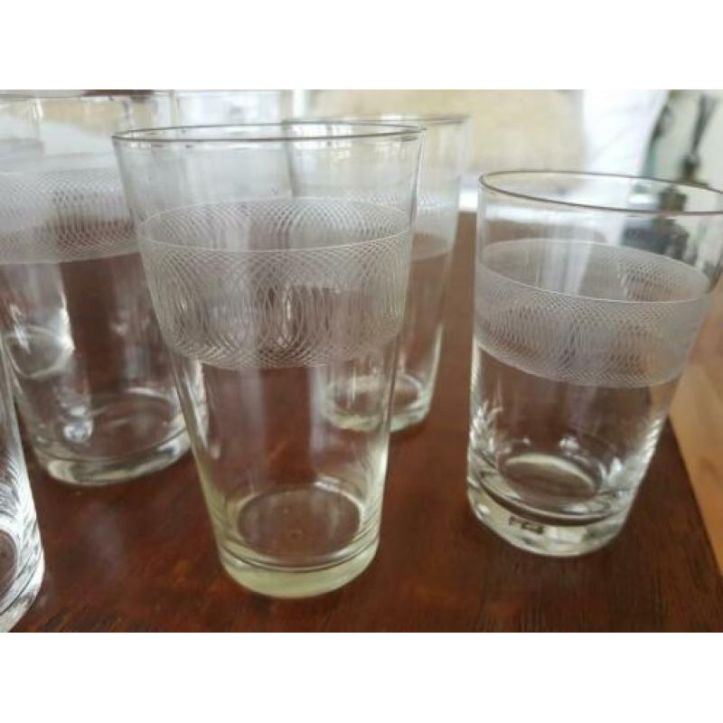 Antieke waterglazen sap glazen glas kristal geslepen p.p.st.